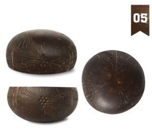 Chén gáo dừa chạm khắc họa tiết thủ công tinh xảo mẫu số 05 dùng trang trí và đựng thực phẩm.