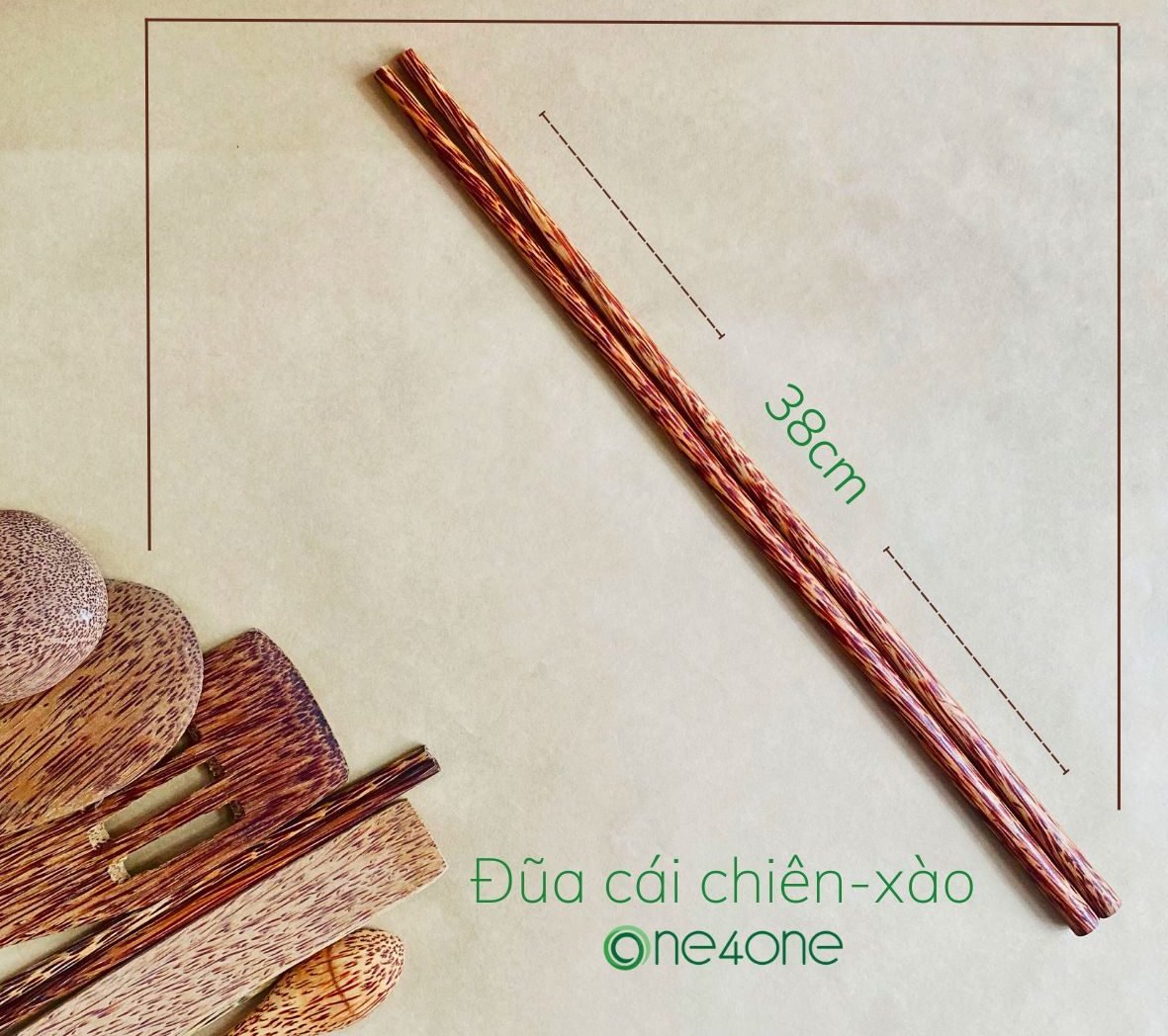 Đũa cái chiên xào bằng gỗ dừa tự nhiên chiều dài 38cm thương hiệu One4One.