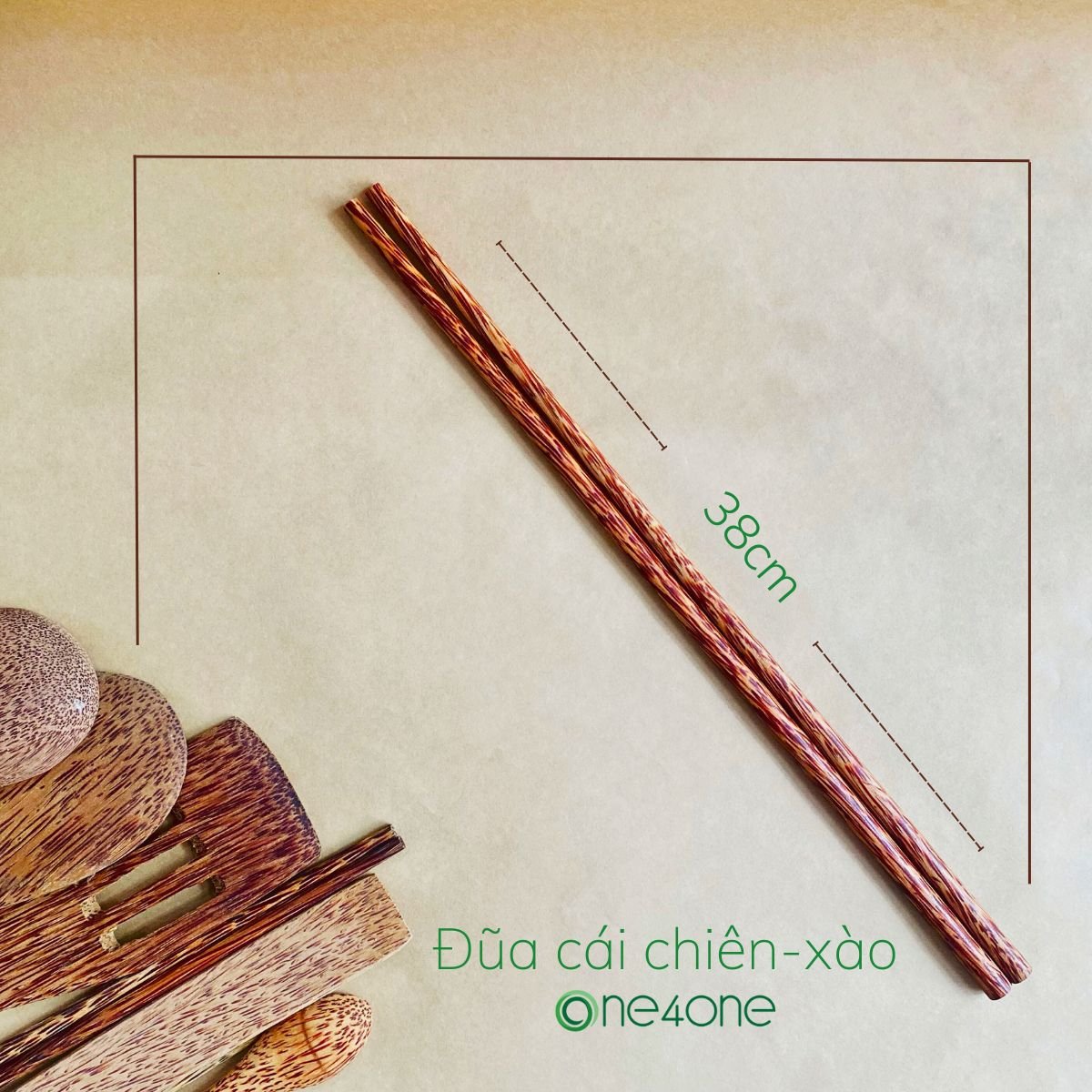 Đũa cái chiên xào bằng gỗ dừa tự nhiên chiều dài 38cm thương hiệu One4One.